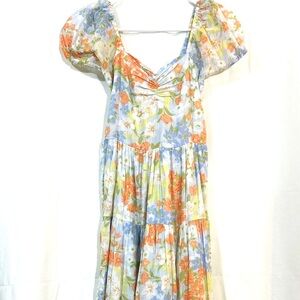 Vibrant Floral Maxi Dress with Puff Sleeves